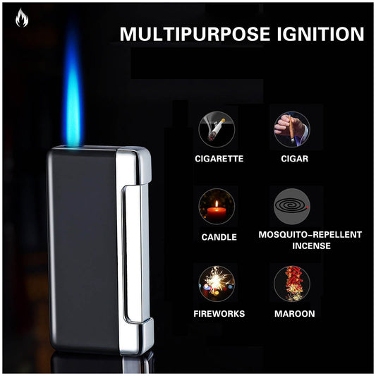 CELNNCOE Rechargeable Powerful Flashlights,Direct Blue Flame Windproof Lighter Metal Blue Flame Windproof Refillable Lighter Torch Lighter Butane Refillable Adjustable Lighter Suitable