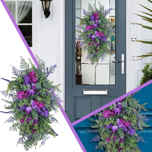 CELNNCOE Spring Purple Wreath Colorful Spring And Summer Wreath Home Decoration,Gifts For Her,color,25¡Á45¡Á6cm