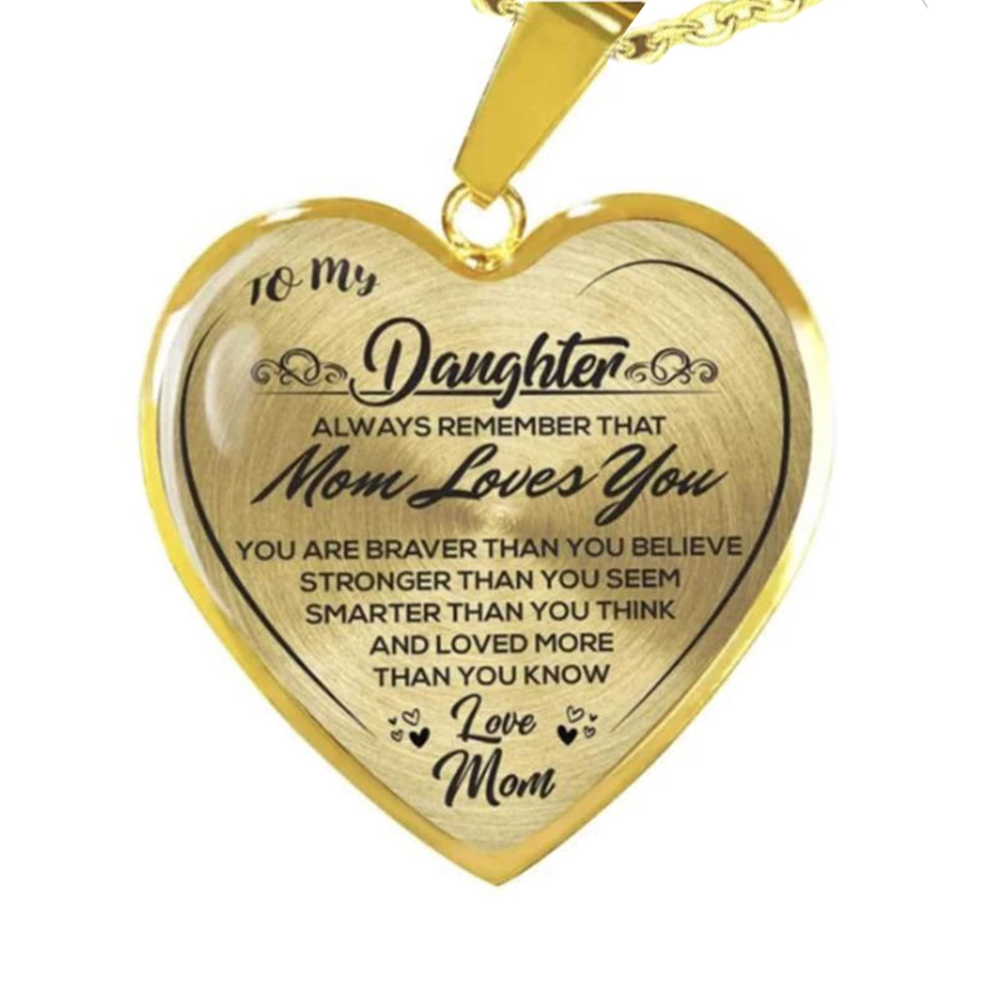 CELNNCOE To My Daughter Stainless Steel Necklace Heart Lettering Peach Heart Pendant MOM Daughter Gift,Mothers Day Gifts