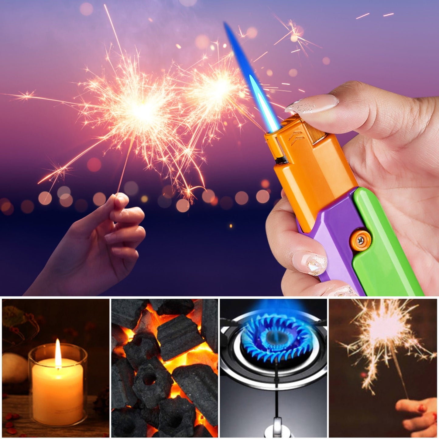 CELNNCOE Torch Lighter£¬Windproof Inflatable Lighter With Retractable And Foldable Cool Lighter Blue Flame
