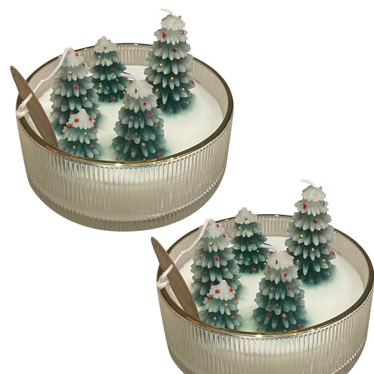 CELNNCOE Viral Candle, Christmas Tree Candle,Aspen Winter Forest Christmas Tree Shape Candle,Christmas Tree Candle Sticks,Christmas Tree Taper Candles,Mini Tree Shaped Candles for Xmas Decoration,2pcs