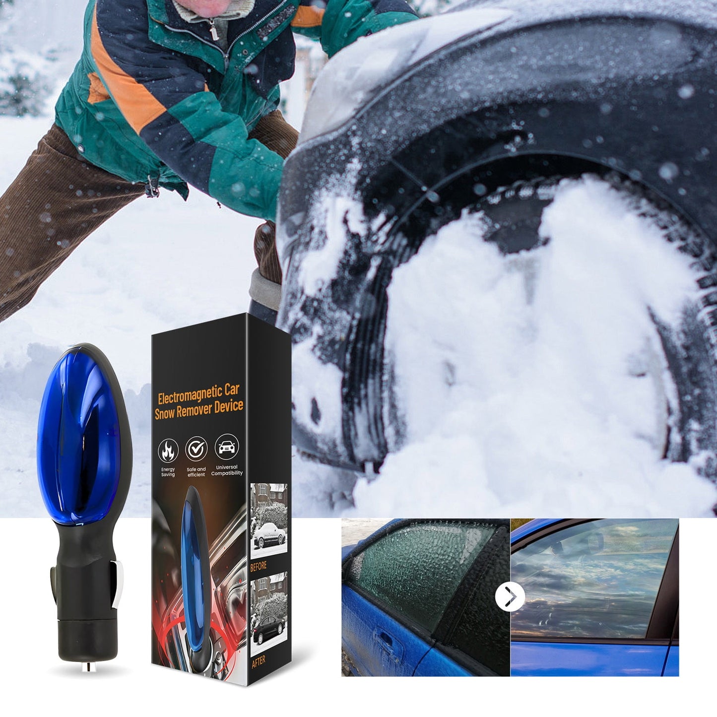 Car Defroster,Windshield Defroster For Car,Anti-Freeze Electromagnetic Car Snow Removal Device,Electromagnetic Snow Melter,Portable Car Defrosting Device For Melting And Defrosting Car Glass