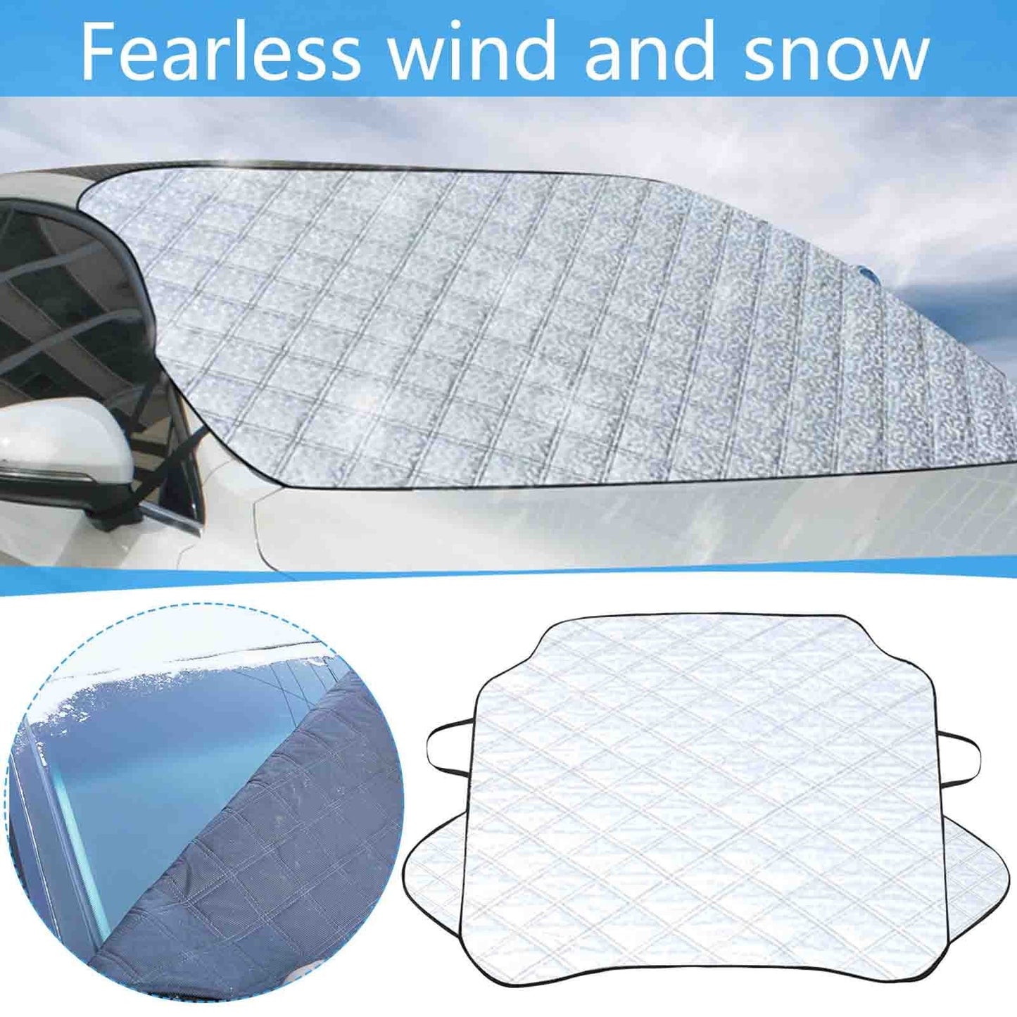 Car Windshield Cover For Ice And Snow,Car Windshield Snow Cover,All-Season Car Windshield Cover, Sun Shade & Snow Protector With Side Mirrors Flaps,Windshield Frost Cover For Summer & Winter