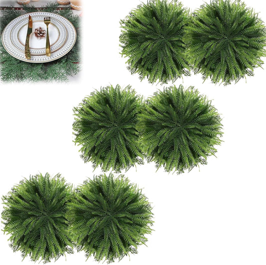 Cedar Placemats,Faux Cedar Placemats,Faux Cedar Greenery Placemats Round,Christmas Placemats, Faux Cedar Mat,Thanksgiving Placemats Round Artificial Xmas Place Mats Table Decoration for Dining 15 Inch