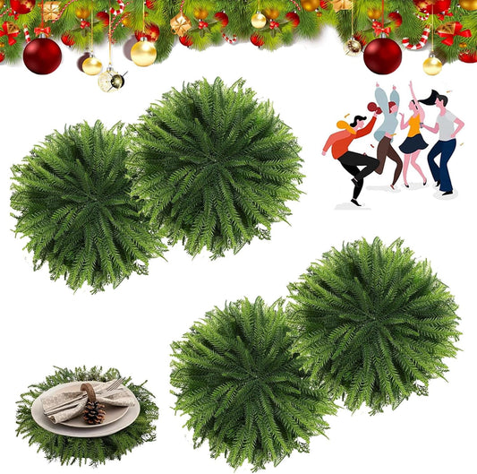 Cedar Placemats,Faux Cedar Placemats,Faux Cedar Greenery Placemats Round,Christmas Placemats, Faux Cedar Mat,Thanksgiving Placemats Round Artificial Xmas Place Mats Table Decoration for Dining 15 Inch