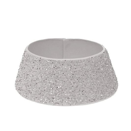 Cglfd Clearance Christmas Tree Collars 15.7x23.6x7.8in Sequin Tree Skirt Glitter Xmas Tree Ring Double-Layer Velvet Tree Skirt Collar Tree Base Cover for Christmas Halloween Party, White