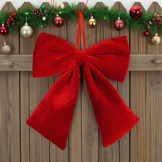 Christmas Bows Red Velvet Ribbon,Christmas Tree Bows,Red Christmas Ornaments,Velvet Bows For Christmas Tree Topper,Velvet Bow Decoration Suitable For Store Shopping Mall Window Background Wall Decor