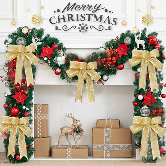 Christmas Bows Ribbon Shining Bow,Christmas Tree Bows,Christmas Ornaments,Christmas Bow For Wreaths,Christmas Bow Glitter Fan Tape Christmas Decoration Arrangement Bow Christmas Tree Hangings