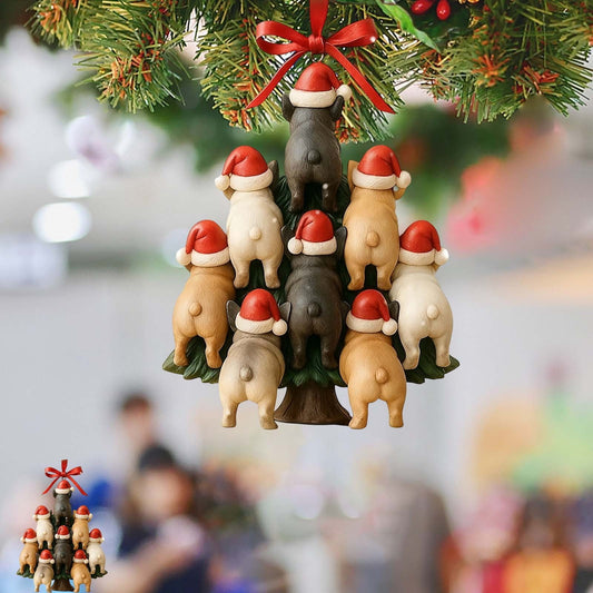 Christmas Bulldog Ornaments - Holiday Retriever Dog,Acrylic Christmas Tree Ornament Puppy Decoration,Xmaas Miniature Bulldog,Door Window Fireplace Mantel Stair Bedside Indoor And Outdoor Decorations