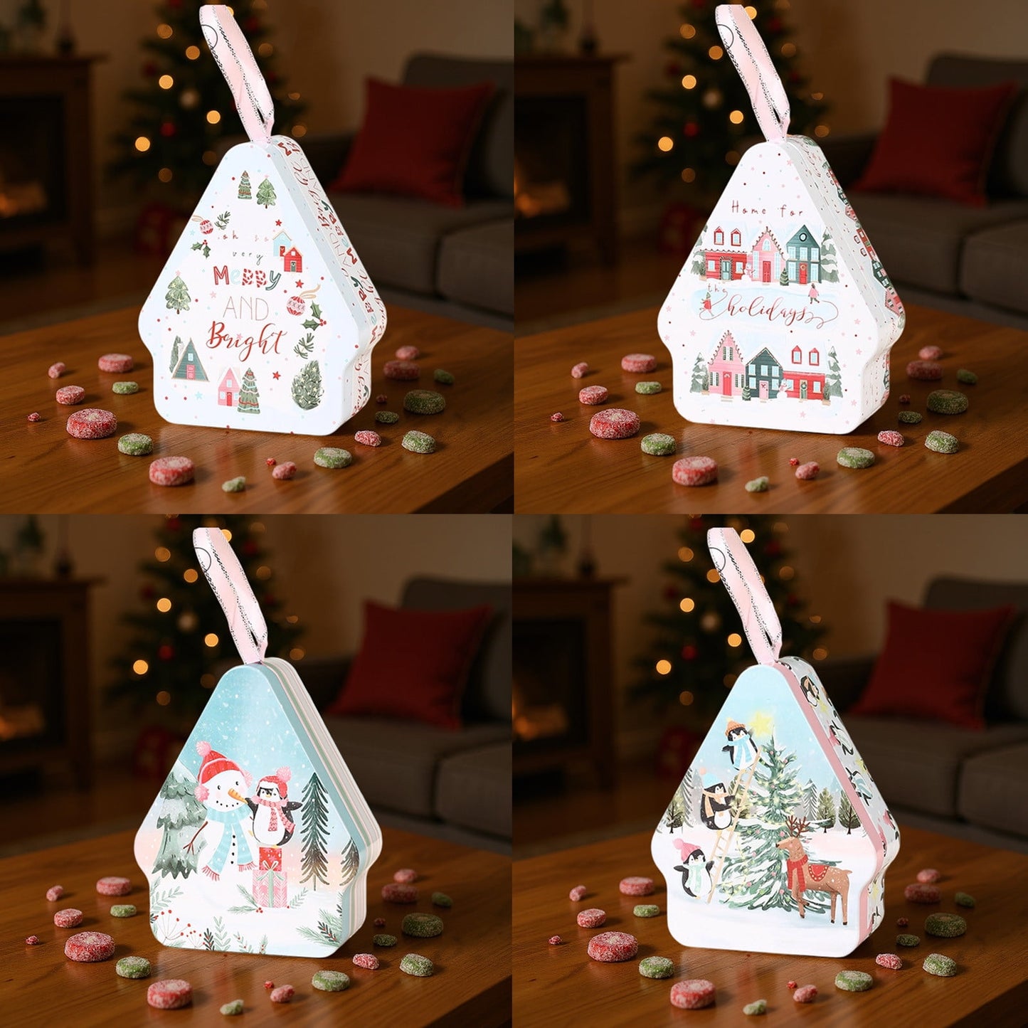 Christmas Cookie Boxes,Candy Cookie Tins With Lids For Gift Giving,Christmas Candy Tins With Lids,Christmas Themed Santa Claus Metal Storage Tin,Decorative Candy Cookies Box For Holiday Gift Giving