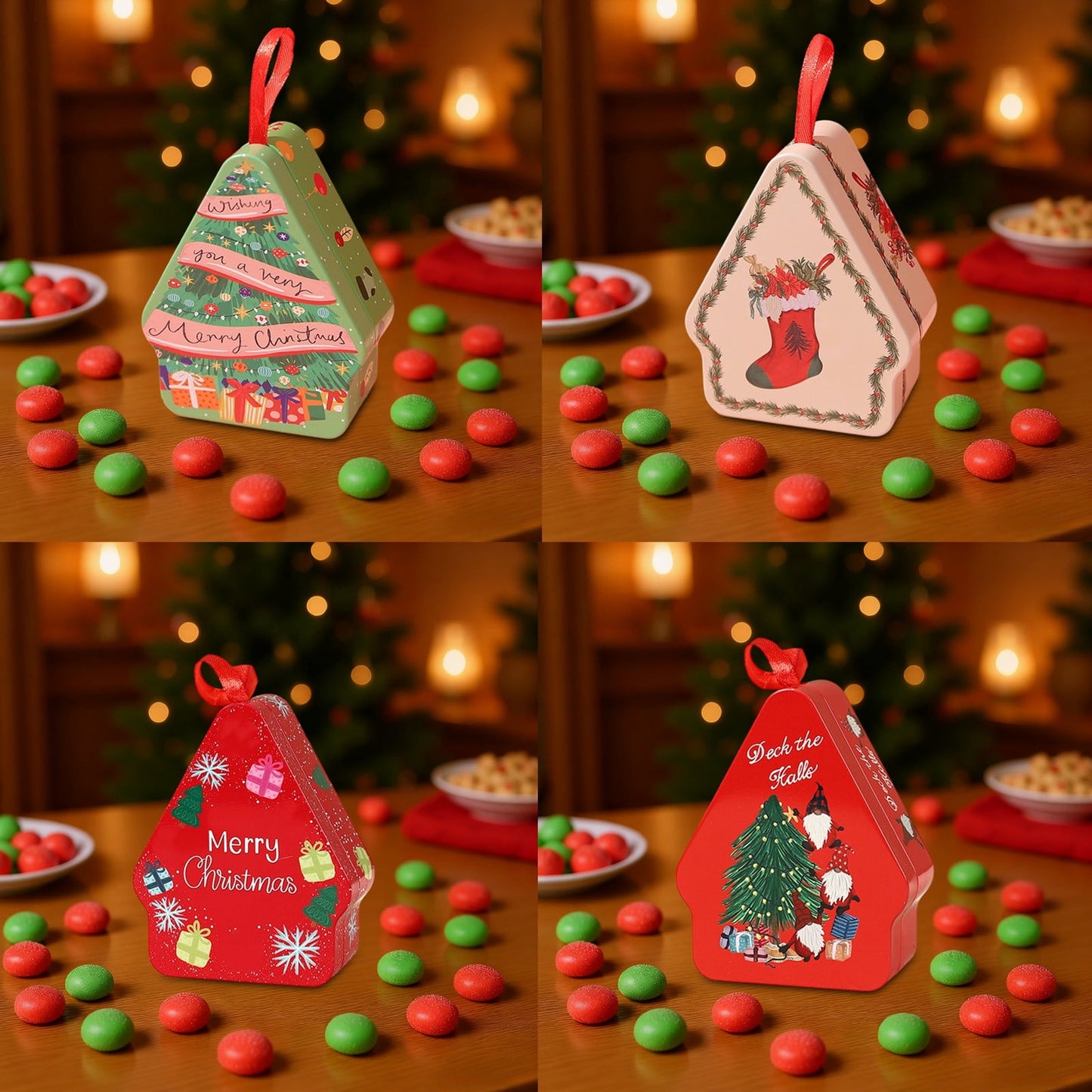 Christmas Cookie Boxes,Candy Cookie Tins With Lids For Gift Giving,Christmas Candy Tins With Lids,Christmas Themed Santa Claus Metal Storage Tin,Decorative Candy Cookies Box For Holiday Gift Giving