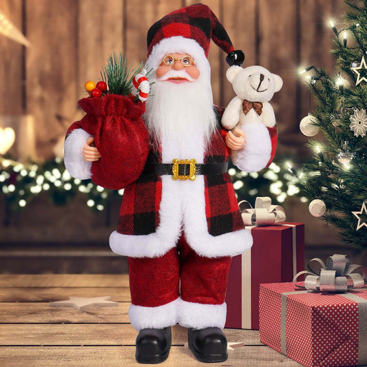 Christmas Decorations Santa Claus Doll Standing Figurine Ornament For Holiday Window Or Tree Display,Christmas 12 Inch Cute Santa Claus Doll Standing Posture Santa Claus Doll Window Decoration