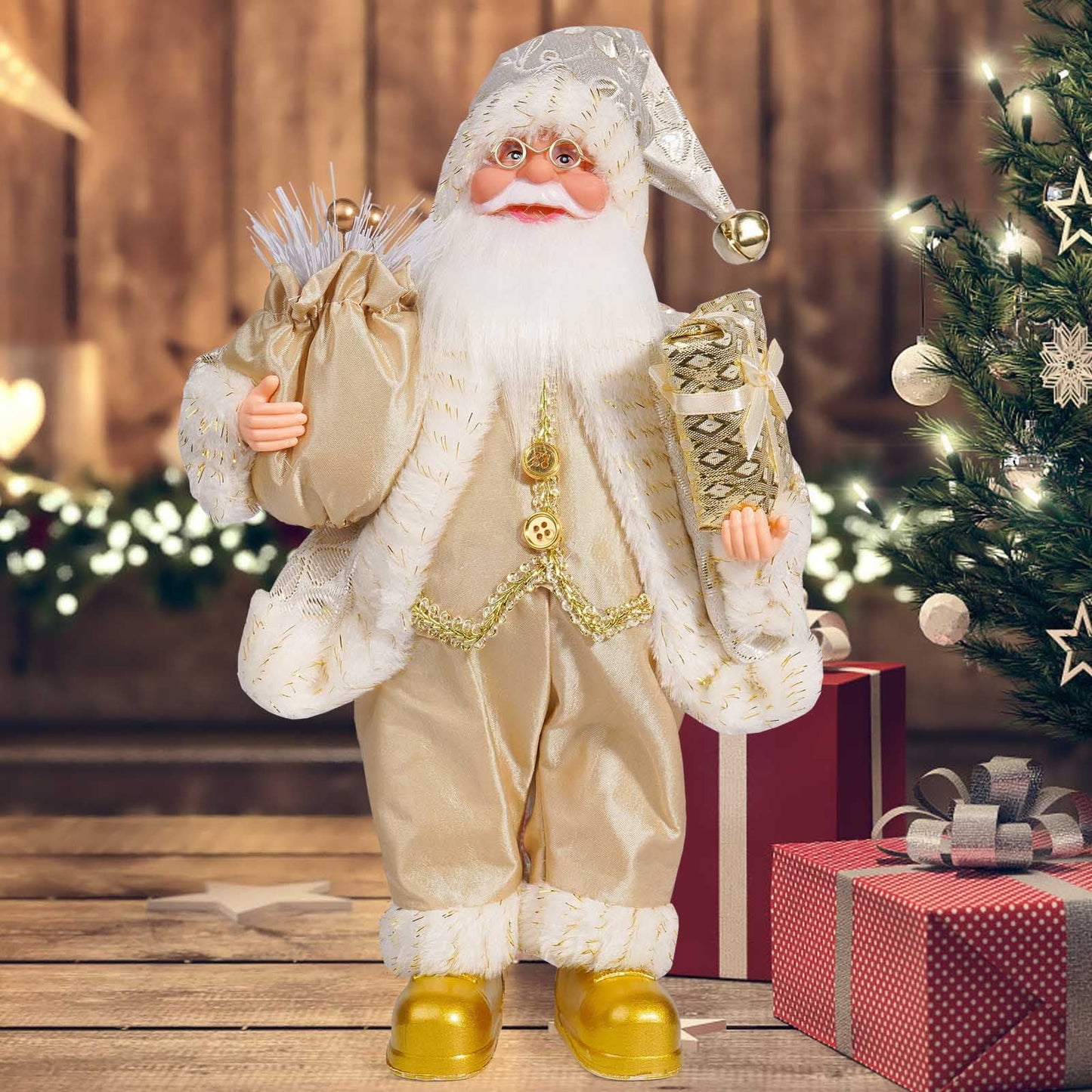 Christmas Decorations Santa Claus Doll Standing Figurine Ornament For Holiday Window Or Tree Display,Christmas 12 Inch Cute Santa Claus Doll Standing Posture Santa Claus Doll Window Decoration
