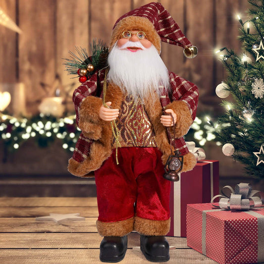 Christmas Decorations Santa Claus Doll Standing Figurine Ornament For Holiday Window Or Tree Display,Christmas 12 Inch Cute Santa Claus Doll Standing Posture Santa Claus Doll Window Decoration
