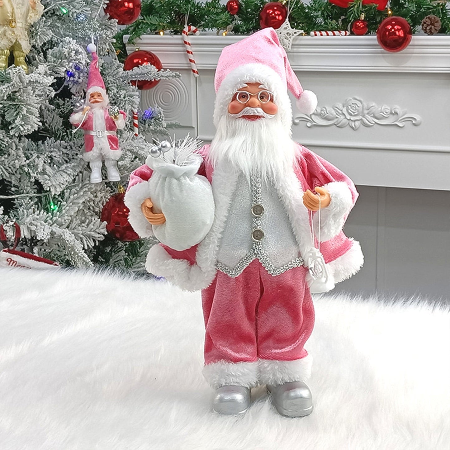Christmas Decorations Santa Claus Doll Standing Figurine Ornament For Holiday Window Or Tree Display,Christmas 12 Inch Cute Santa Claus Doll Standing Posture Santa Claus Doll Window Decoration
