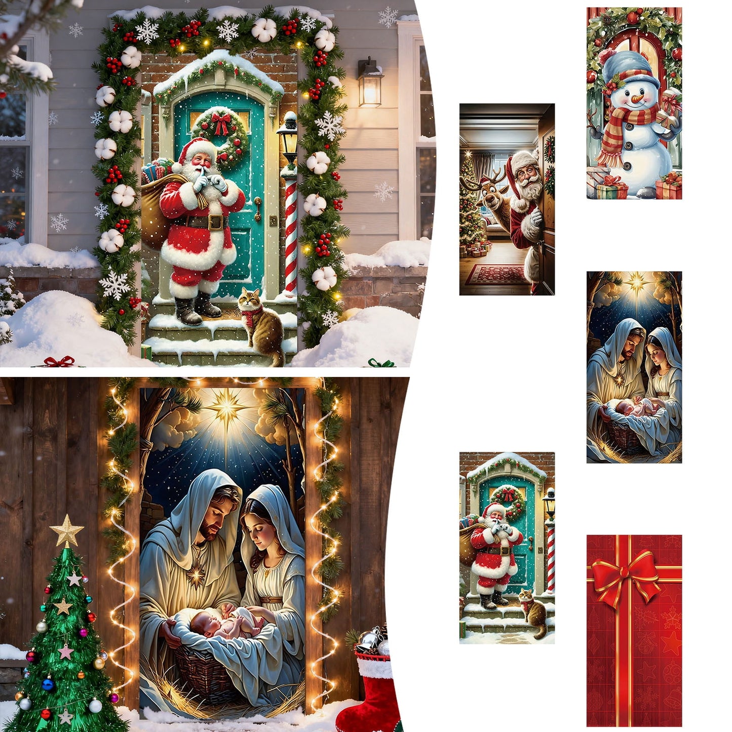 Christmas Door Cover 185*90/180*90Cm,Christmas Door Curtain Ensigns Outdoor Photo Christmas Day Party Elves Celebration Decoration Background Hanging Decoration Hanging Fabric