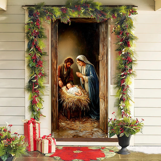 Christmas Door Cover 185*90/180*90Cm,Christmas Door Curtain Ensigns Outdoor Photo Christmas Day Party Elves Celebration Decoration Background Hanging Decoration Hanging Fabric