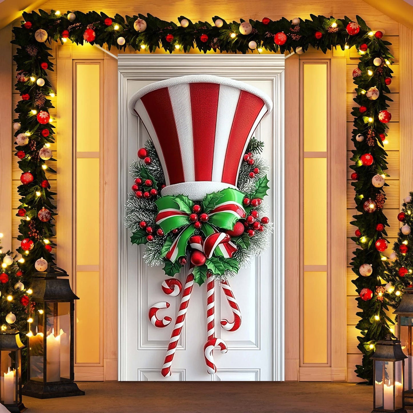 Christmas Door Cover 185*90/180*90Cm,Christmas Door Curtain Ensigns Outdoor Photo Christmas Day Party Elves Celebration Decoration Background Hanging Decoration Hanging Fabric