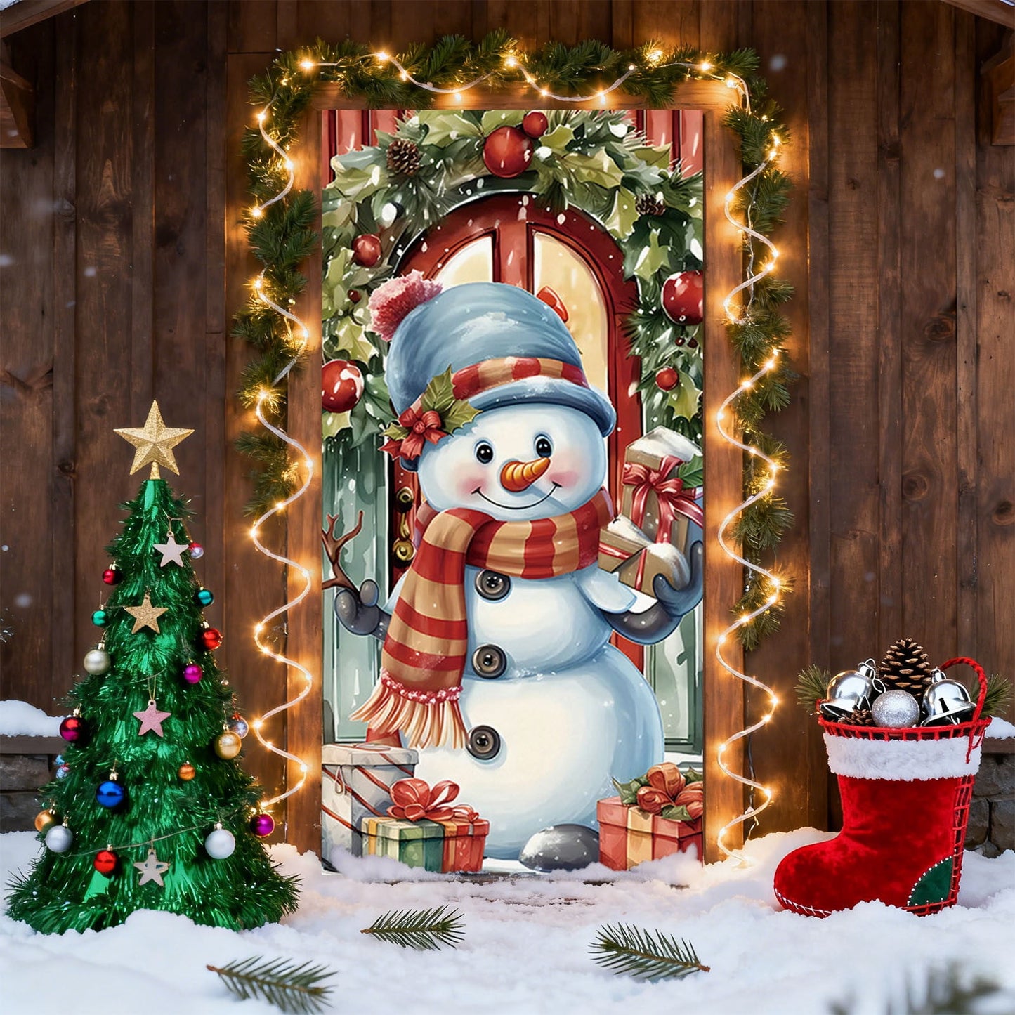 Christmas Door Cover 185*90/180*90Cm,Christmas Door Curtain Ensigns Outdoor Photo Christmas Day Party Elves Celebration Decoration Background Hanging Decoration Hanging Fabric