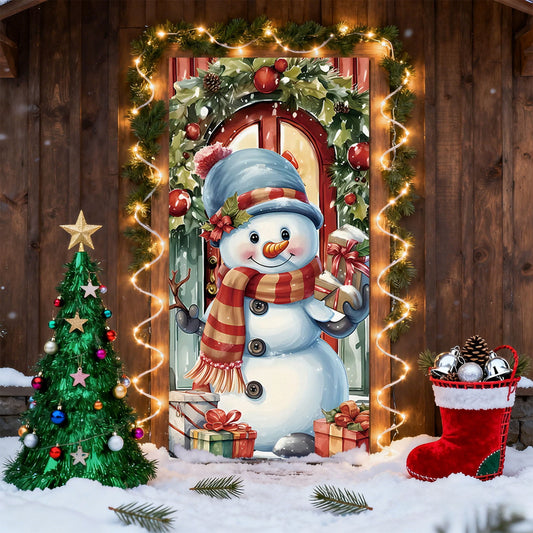 Christmas Door Cover 185*90/180*90Cm,Christmas Door Curtain Ensigns Outdoor Photo Christmas Day Party Elves Celebration Decoration Background Hanging Decoration Hanging Fabric