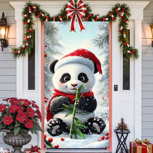 Christmas Door Cover 185*90/180*90Cm,Christmas Door Curtain Ensigns Outdoor Photo Christmas Day Party Elves Celebration Decoration Background Hanging Decoration Hanging Fabric