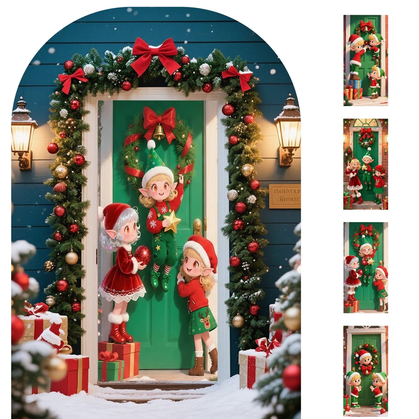 Christmas Door Cover 185*90/180*90Cm,Christmas Door Curtain Ensigns Outdoor Photo Christmas Day Party Elves Celebration Decoration Background Hanging Decoration Hanging Fabric