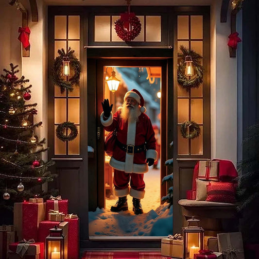 Christmas Door Covers For Front Door,Christmas Door Curtain,Christmas Door Hanging Backdrop Decorations,Christmas Scene Layout Background Cover,Home Indoor Outdoor Winter Holiday Party Decor