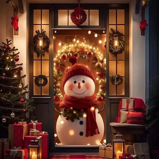 Christmas Door Covers For Front Door,Christmas Door Curtain,Christmas Door Hanging Backdrop Decorations,Christmas Scene Layout Background Cover,Home Indoor Outdoor Winter Holiday Party Decor