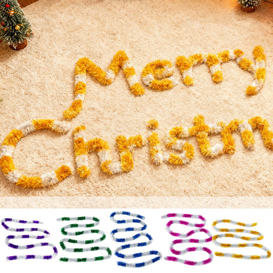 Christmas Garland Colorful Christmas Tinsel Garland,Shiny Metallic Twist Decor For Christmas Tree Home Stairs Railing Front Door Mantle Fireplace Indoor Outdoor Holiday Party