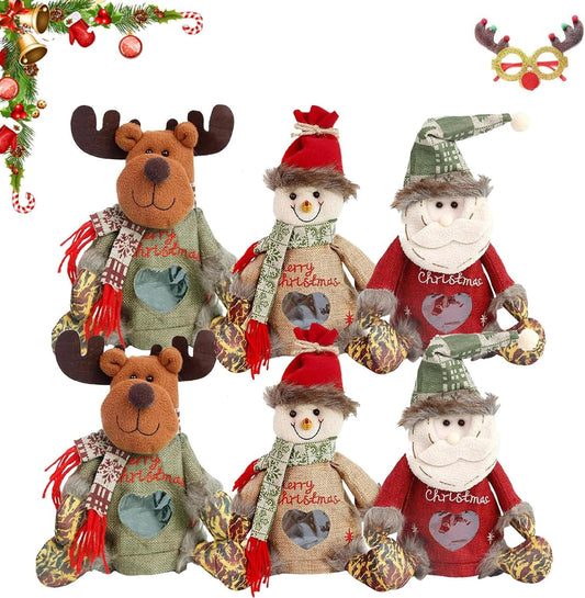 Christmas Gift Bags Zipper Design,Christmas Doll Gift Bags, Christmas Zipper Gift Bags Set of Reusable Pouches, Holiday Wrapping Solution for All Gifts,6pcs
