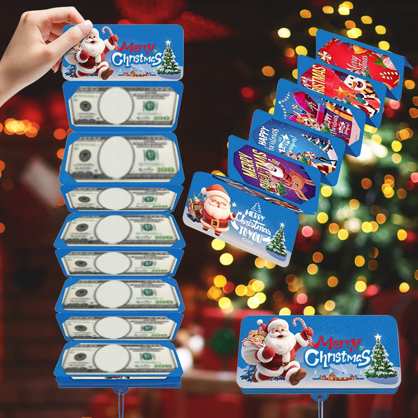 Christmas Gift Card Booklet,Christmas Cash Gift Envelopes,Christmas Money Holder Or Gift Card Holder With 10 Slots Surprise Christmas Xmas Gift Card Holder, For Cash Checks Or Gift Cards Supplies