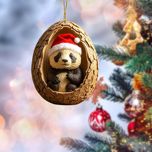 Christmas Hat Forest Animal Acorn Ornaments ¨C Cozy Forest Christmas Ornament,Woodland Friends Acorn Ornaments,2D Flat Acrylic Pine Cone Animal Decoration,Christmas Tree Decor,Car Mirror,Gifts