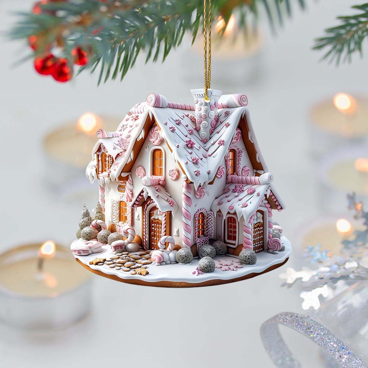 Christmas House, Christmas Snow House,Christmas Acrylic Ornaments Holiday Hanging For Tree, Home Decor And Gifts - Lightweight, Durable Christmas Decorations With Vivid Prints,Christmas Hanging Decor