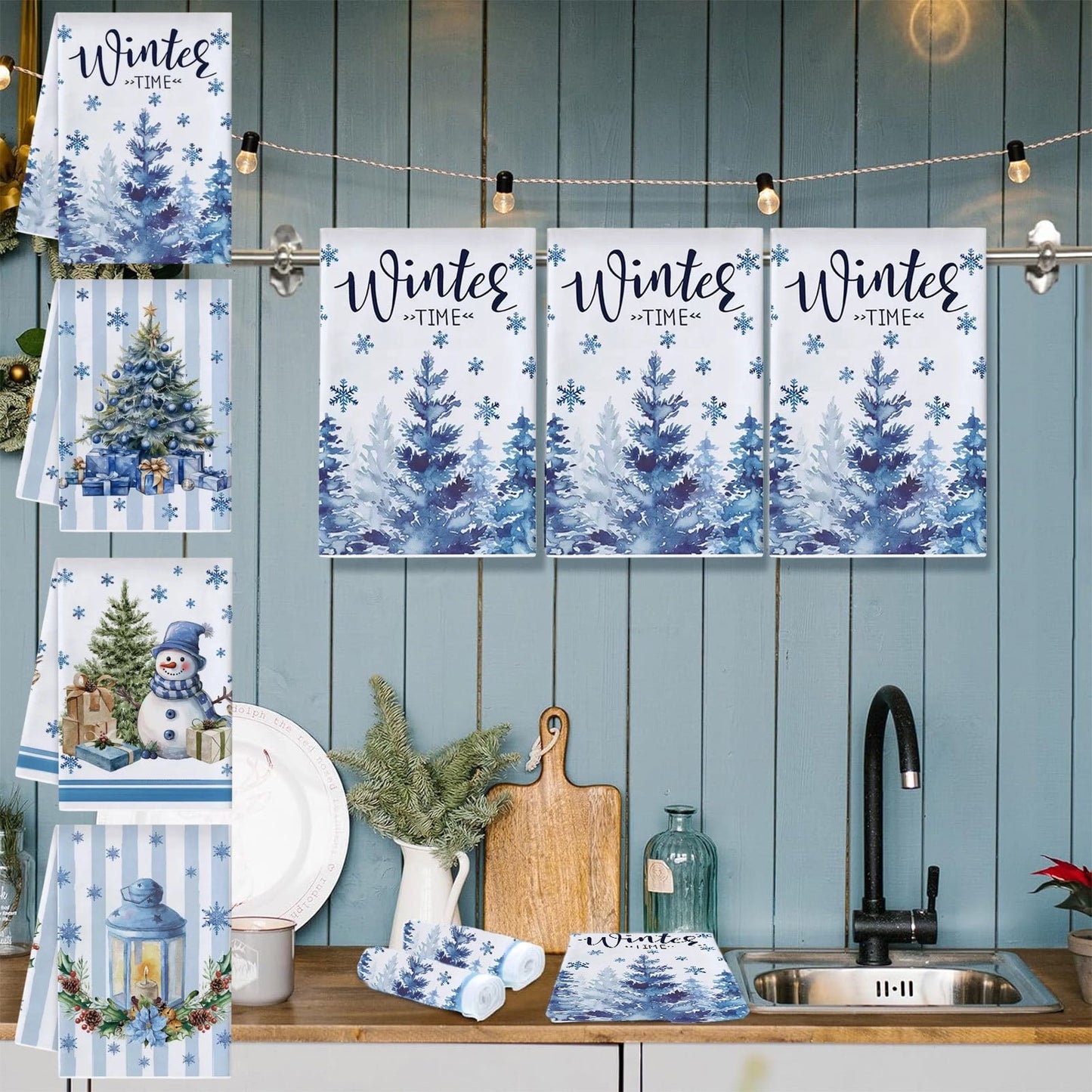 Christmas Kitchen Towels,Christmas Dish Towels,Merry Christmas Kitchen Towel - 23.6X15.8 Inch Festive Printed Tea Towels For Dish Drying, Cooking And Baking Decor