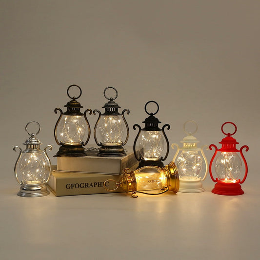 Christmas Lantern Simulated Oil Lamp,Camping Party Decorations,Vintage Lantern,Vintage Led Lantern String Lights, Mini Oil Lamp Fairy Lights For Christmas Tree Home Indoor Outdoor Party Decoration