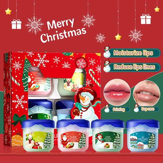 Christmas Lipstick Gift Box -4 PCS Lip Care Balm Set - Mini Moisture Lip Balm Set - Lip Balm Set Intense Hydration for Dry Lips Hydrating Lip Balm Set - Nourishing Lip Balm Set for Fading Lip Lines