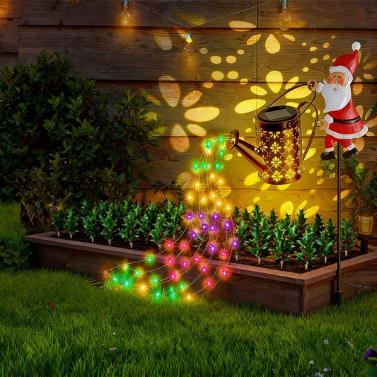 Christmas Outdoor Decor, Christmas Solar Kettle Lights,Snowman Santa Claus Lawn Decorative Lights,Snowman Santa Watering Can Lamp, Vintage Garden Christmas Pathway Lantern