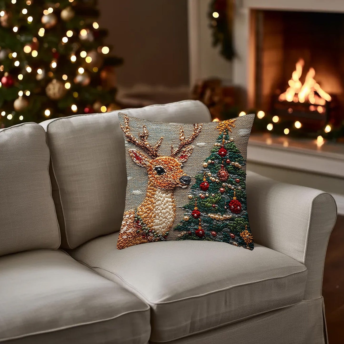 Christmas Pillow Covers 18X18 In Xmas Pillow Covers, Snow Snowman Reindeer Throw Pillow Covers,Xmas Snowflake Winter Holiday Cushion Case Decoration For Sofa Couch,Holiday Throw Pillows