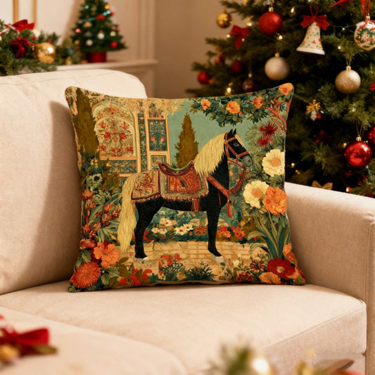 Christmas Pillows Cover,Animals Series Horse-Themed Vintage Pillow Case,Square Pillowcase With Zipper For Living Room,Bed Decor,Patio,Car,French Country Sofa Cushion Cases