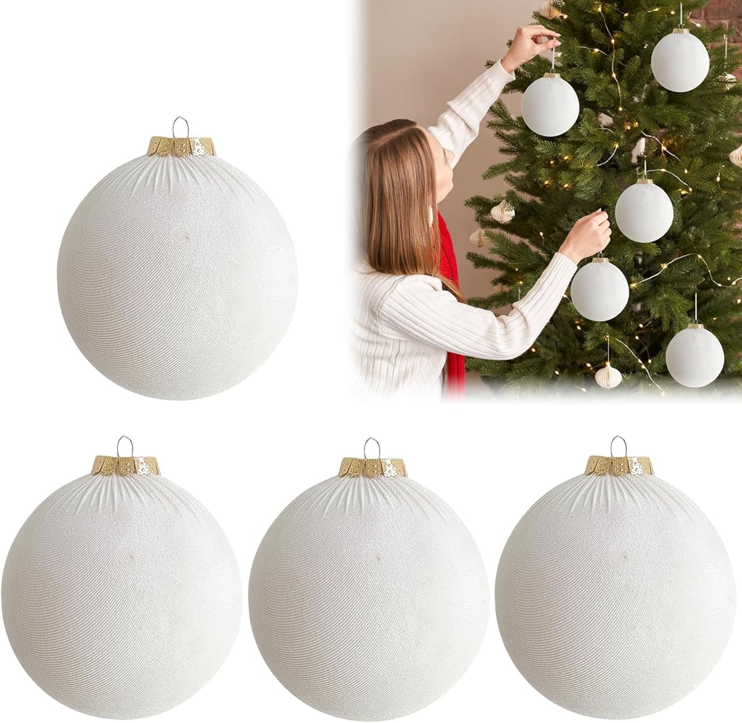 Velvet Christmas Ornaments Balls,4Pcs 4 Inch Large Velvet Ornaments for Christmas Tree, Soft Flocked Christmas Ornaments Hanging for Christmas Tree Home Office Decoration
