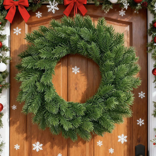Christmas Wreaths For Front Door,Christmas Decorations,Christmas Wreath,Christmas Fir Leaf Green Wreath For Door And Window Decor, Realistic Artificial Pine Arrangement For Festive Holiday Decorating