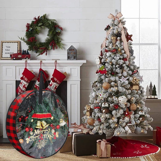Christmas Wreaths For Front Door,Christmas Tree Bag,Christmas Tree Storage,Christmas Door Cover,Christmas Wreath Storage Bag,Carry Handles And Card Slot Waterproof Clothes Storage Bag Moving Bags