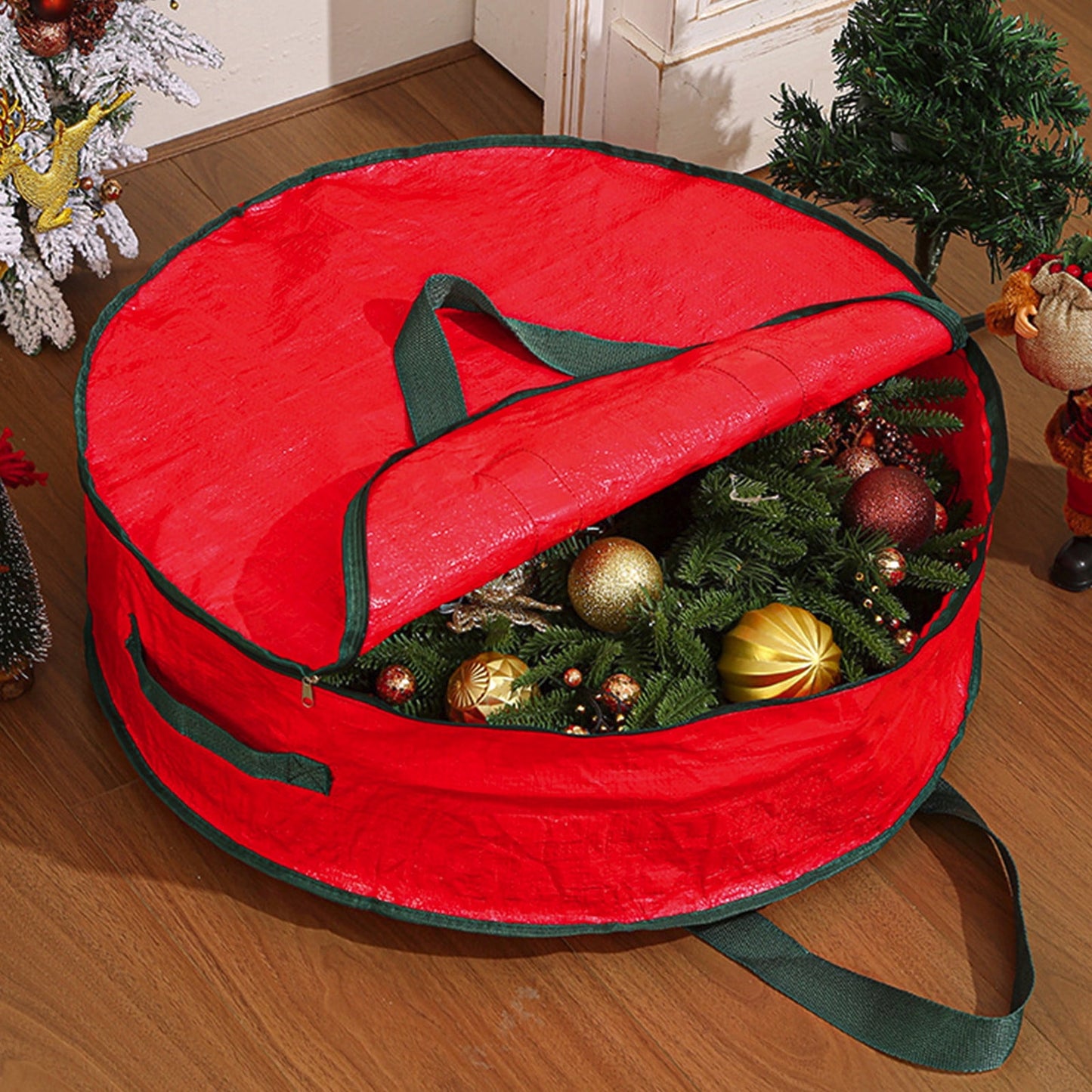 Christmas Wreaths For Front Door,Christmas Tree Bag,Christmas Tree Storage,Christmas Door Cover,Christmas Wreath Storage Bag,With Carry Handles Card Slot Waterproof Clothes Storage Bag Moving Bags