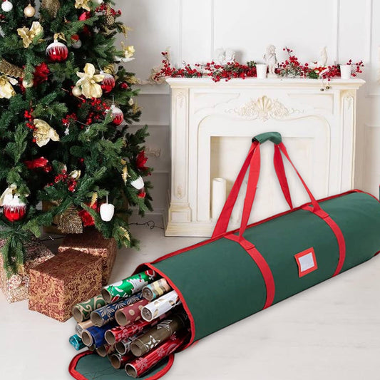 Christmas Wreaths For Front Door,Christmas Tree Bag,Christmas Tree Storage,Christmas Wreath Storage Bag,Large Capacity Red Transparent Cylinder Storage Bag Christmas Salute Christmas Gift Paper