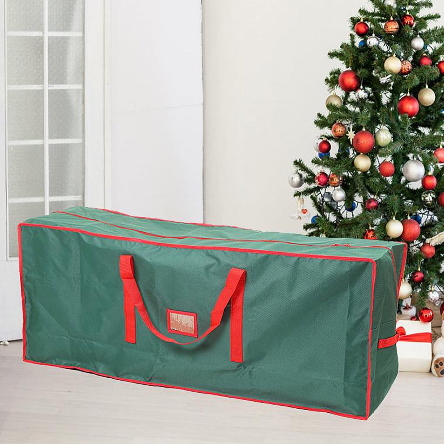 Christmas Wreaths For Front Door,Christmas Tree Bag,Christmas Tree Storage,Large Green Christmas Tree Storage Bag 122X38X50Cm - Heavy Duty Oxford Cloth Artificial Tree Cover With Zipper For Holiday