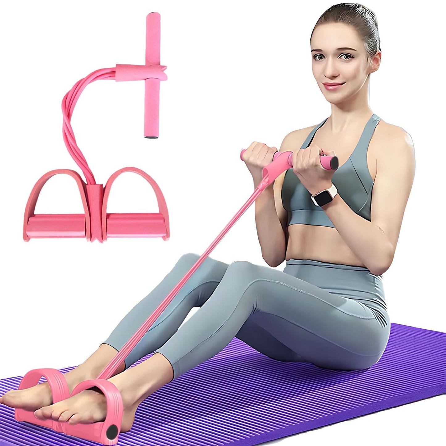 21 Fitness Resistance Bands-4 Tube Pedal Ankle Puller Stretch Bands for Exercise Sit Up Exercise Equipment AB Training Auxiliary Device Workout Equipment for Women Men 2025 Upgrade