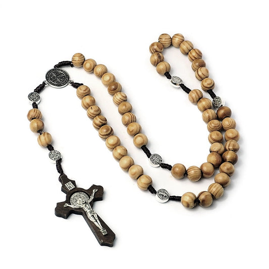 Handmade Wooden Catholic Rosaries, Rosary Beads Necklace Metal Cross Christian Prayer Holy Soil Medal & Metal Cross For Catholic Or Christian Gift halloween decorations