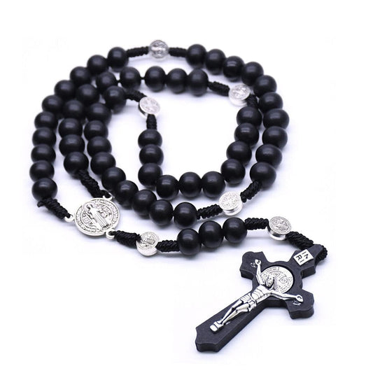 Handmade Wooden Catholic Rosaries, Rosary Beads Necklace Metal Cross Christian Prayer Holy Soil Medal & Metal Cross For Catholic Or Christian Gift halloween decorations