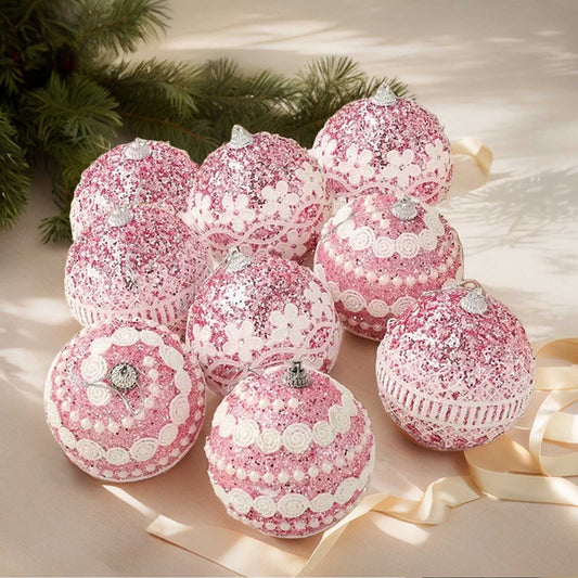 Christmas Ornaments 2025,9-pack String Christmas Decoration Set 3 Styles Used For Christmas Tree Decoration Wedding Shop Window Indoor Ideal For Christmas Wedding,Pink
