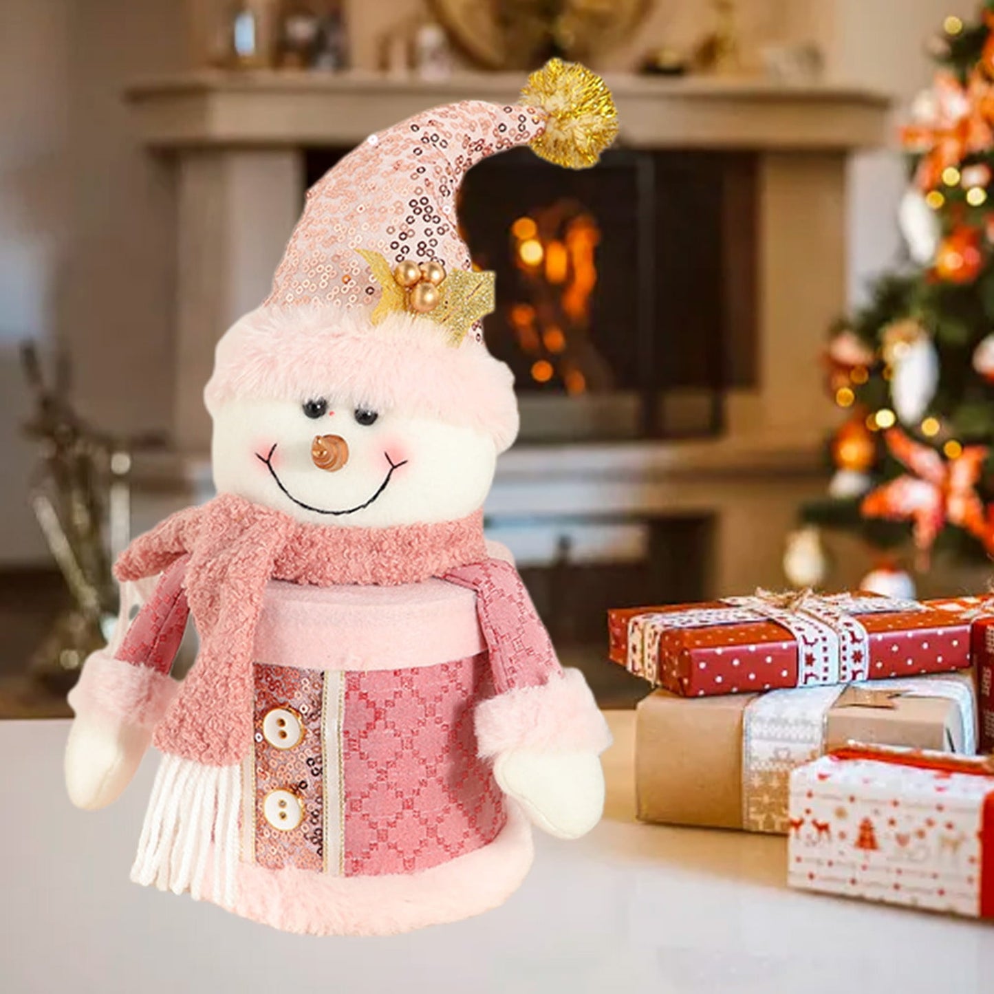Christmas Ornaments 2025,P-ink Candy Jar Cute Christmas Doll Fruit Packaging Box Christmas Gift Jar,&nbsp;pink